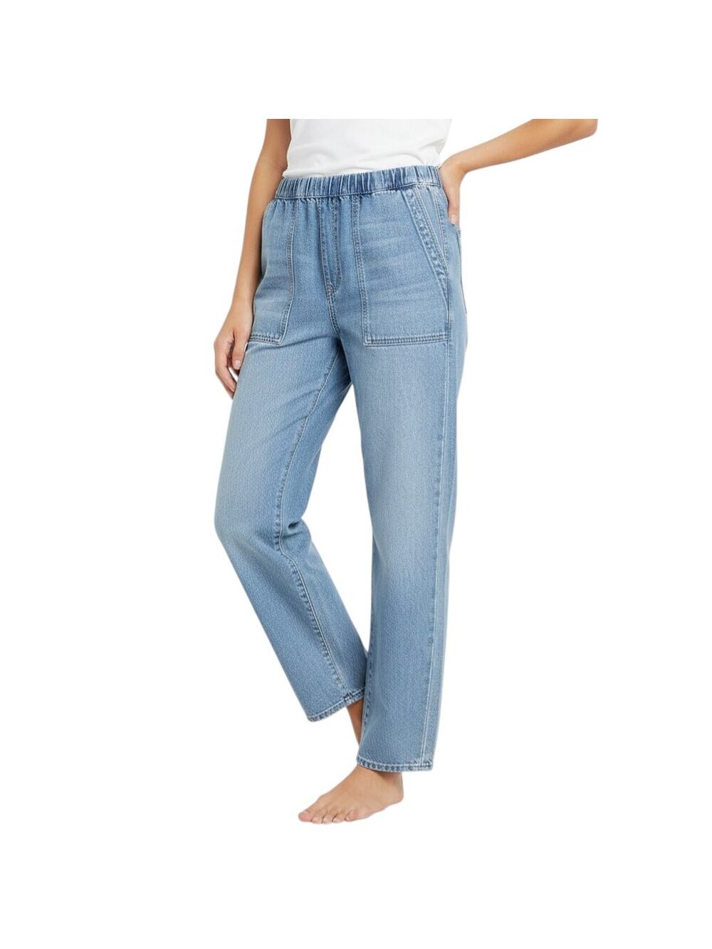 Madewell Pull-On Relaxed Jeans in Beswick Wash, Tall L